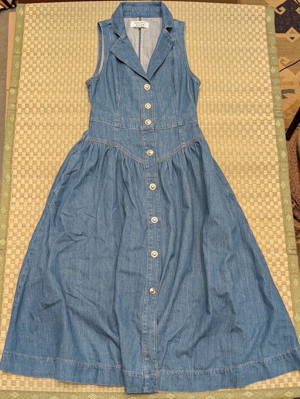Reformation Jeans Ellison Denim Midi Dress Women's Size 2 Made in Turkey